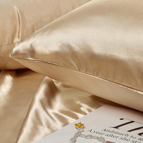 NookZuzu Toddler Satin Pillowcases 14x20 - 2 Pack, Khaki