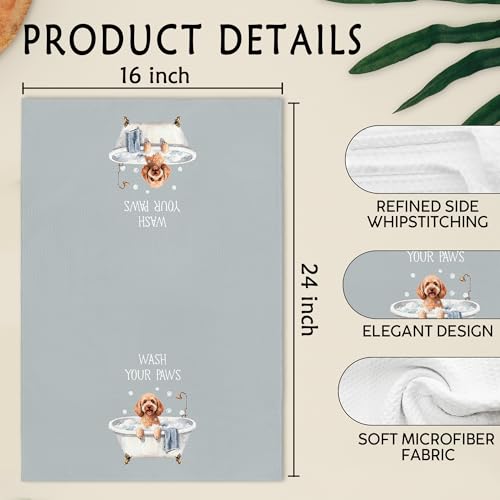 Goldendoodle Hand Towel - Wash Your Paws Microfiber Bathroom Dish Towel