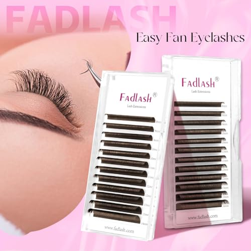 FADLASH Easy Fan Brown Eyelash Extensions D Curl 15-20mm Volume Lashes
