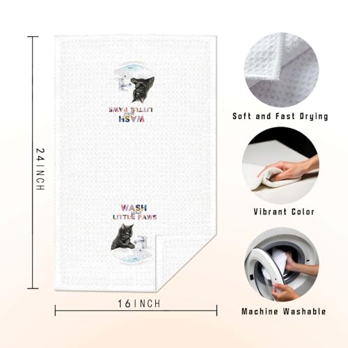 Cute Black Cat Hand Towels for Bathroom & Kitchen - 16x24 Inch Decorative Washcloths, Perfect for Cat Lovers & Gift-Giving