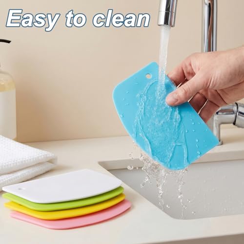 5-Piece Dough Scraper Set for Baking - Flexible Plastic Scrapers