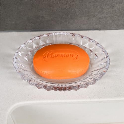 Iyulania Clear Glass Soap Dish, Oval Decorative Bar Soap Holder