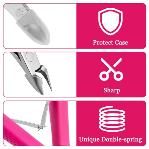 Tucnoeu Cuticle Trimmer, Stainless Steel Nail Clipper with Silicone Handle