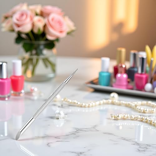 Stainless Steel Double Ended Cuticle Pusher and Nail Dotting Tool