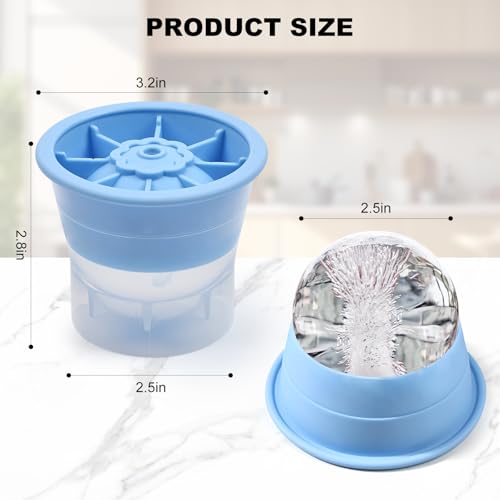 Large 2.5" Ice Ball Maker Mold - Easy Release & Stackable Design for Whiskey & Cocktails