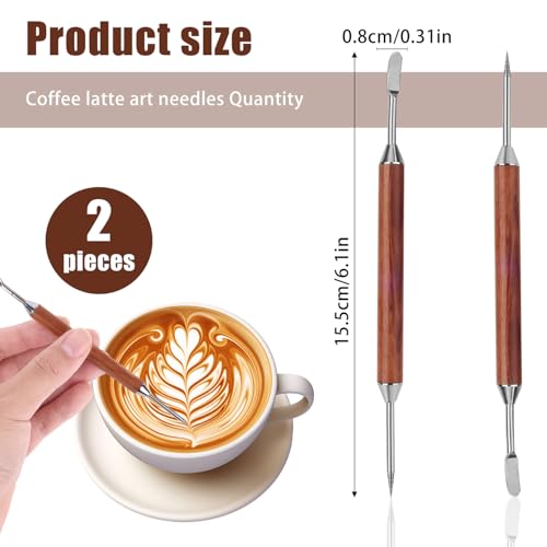 Latte Art Pen Set - 2 Stainless Steel Tools with Rosewood Handle