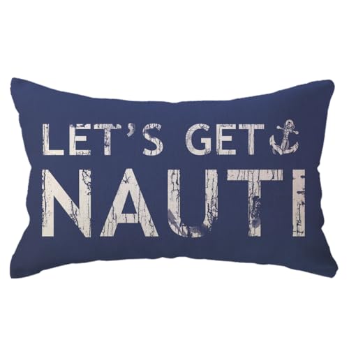 Nautical Anchor Throw Pillow Cover - Coastal Beach Decor 12x20
