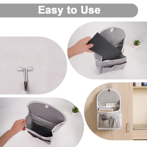 Grey Wall Hanging Storage Bag - 2 Pack with Pockets & Hooks