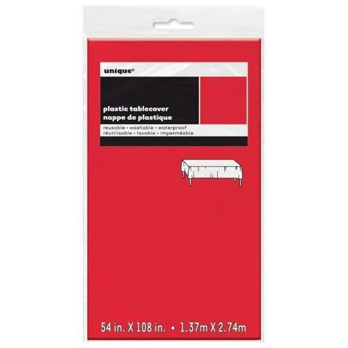 Red Rectangular Plastic Table Cover - 54" x 108" for Events