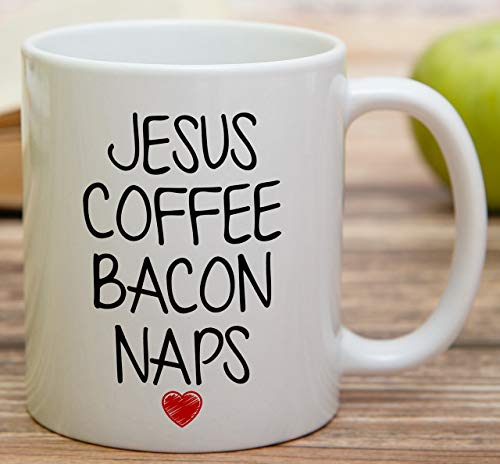 Retreez Funny Jesus Coffee Mug - Bacon Naps 11 Oz Ceramic White - JES007