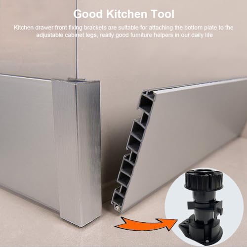 EMVANV 12pcs Black Plinth Clips - Adjustable Kitchen Cabinet Leg Toe Kick