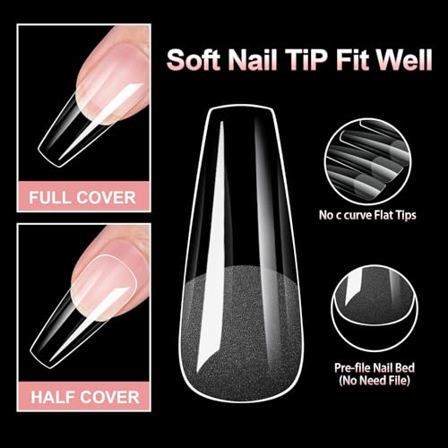 Clear Acrylic Press On Nail Tips 10 Sizes False Nails for DIY Art