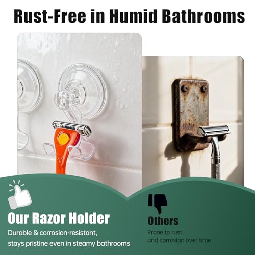 2-Pack Suction Cup Razor Holder for Billie Razors - Clear Shower Wall Hook