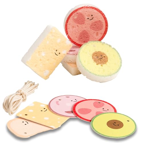 Leafre Cellulose Compressed Sponges - Avocado Sandwich Set, 10 Pack