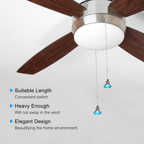 PATIKIL 12-Inch Ceiling Fan Pull Chain - Decorative Diamond Pendant, Sky Blue