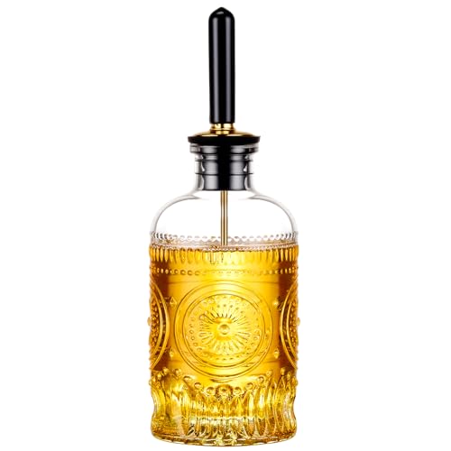 Baalaka 7 oz Glass Olive Oil Dispenser Bottle with Metal Spout