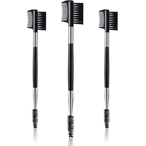 Patelai 3-in-1 Eyebrow Brush and Eyelash Comb Tool - 3 Pack Black