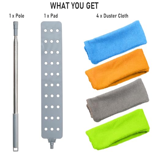 Retractable Gap Dust Cleaner with 100" Extendable Pole & 4 Cloths