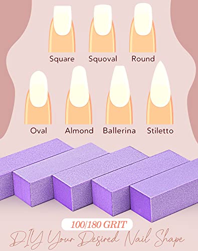 Maryton Nail Buffer Block 100/180 Grit 5 Count Purple