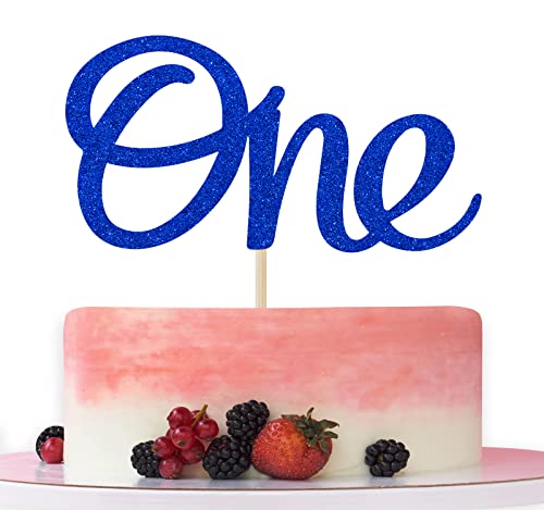 1st Birthday Cake Topper for Boys - Blue Glitter Number One