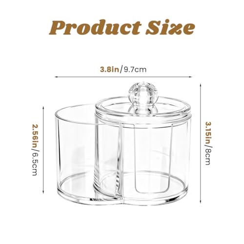 Transparent Q-Tip Holder with Dual Compartments & Dustproof Lid