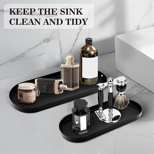 Black Metal Toilet Tank Tray Set - 2-Piece Bathroom Organizer