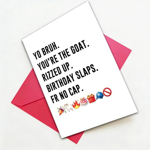 Bestmelo BT-345 Funny Gen Z Birthday Card for Teen Boys with Envelope & Seal