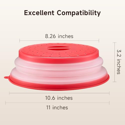 Collapsible Microwave Splatter Cover Set - 2 Pack, Grey & Red