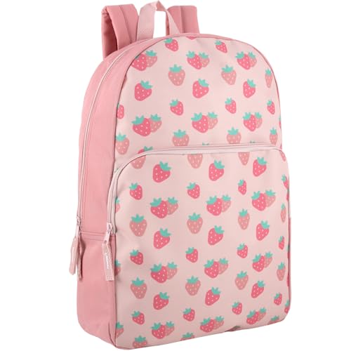 Trail Maker Kids School Backpack 17 Inch Sweet Strawberries Print for Girls & Boys
