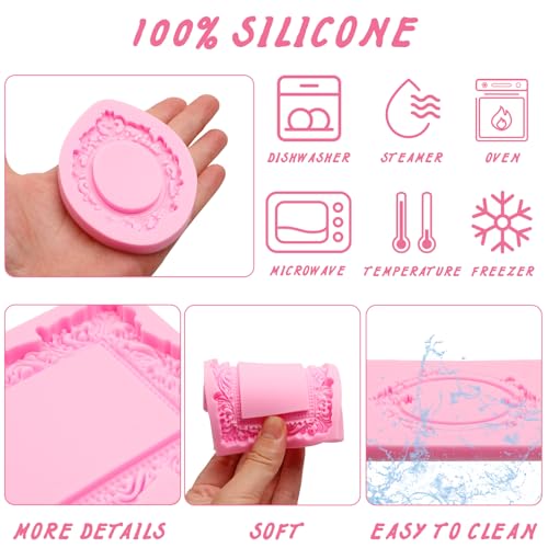 Baroque Silicone Photo Frame Mold for Cake Decoration, Chocolate, Fondant, Resin - Set of 4