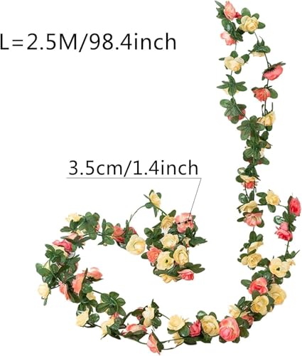 HODASHI Red Peony Artificial Flower Garland Silk Hanging Vine for Wedding