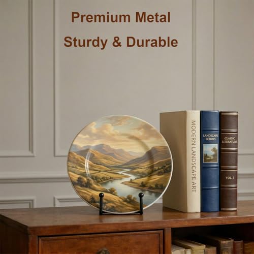 Hoewina 6 Inch Metal Plate Stands for Display - 3 Pack, Matte Black Easel