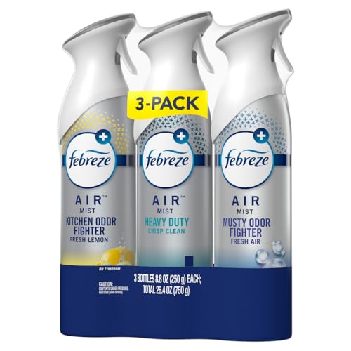 Febreze Air Freshener Spray, Odor-Fighting Room Spray, Heavy Duty Bundle, Heavy Duty Kitchen, Heavy Duty Crisp Clean, Musty Odor Fighter Scent Mix, 8.8oz, 3 Count