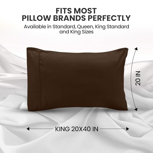 Utopia Bedding King Size Pillow Cases, Set of 2, Soft Microfiber, Brown