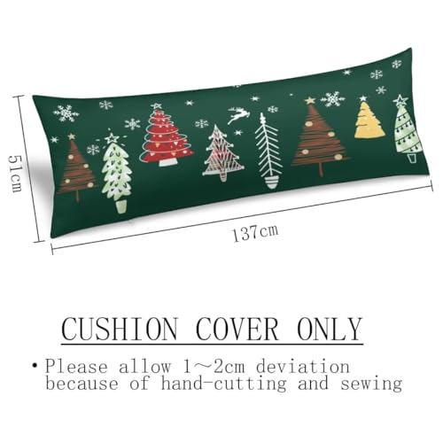 Christmas Tree Body Pillow Cover 20x54" - Forest Green, Zippered