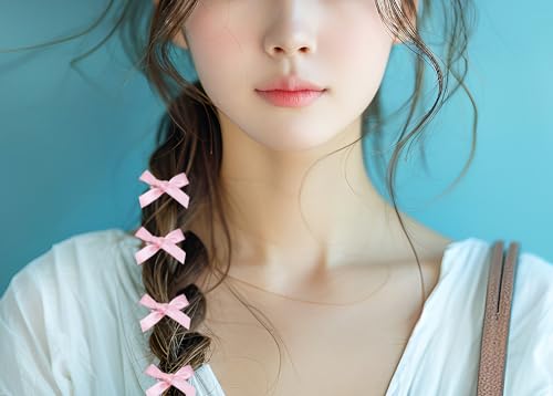 Mini Satin Hair Bow Clips 30Pcs Ribbon Bowknot Barrettes for Women Girls