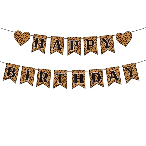 Leopard Print Happy Birthday Banner - Black Birthday Decor