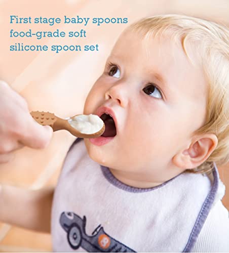 YMCF Baby's First Spoon Set - BPA-Free Silicone Toddler Utensils (4-Pack)