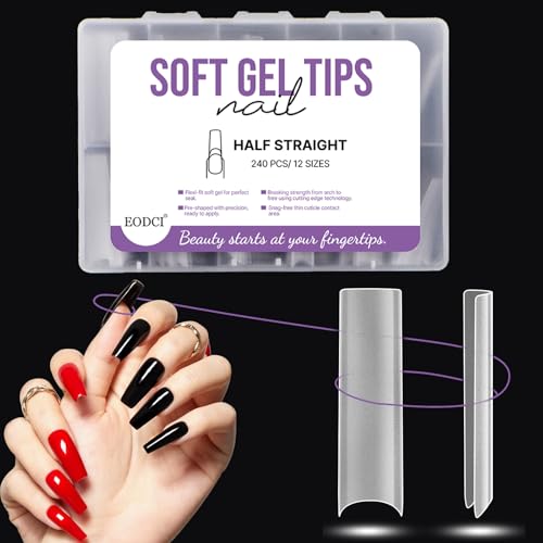 Tapered Square Gel Nail Tips - 240Pcs Clear Full Cover False Nails