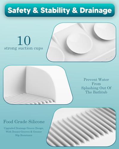 Duseu Silicone Bathtub Splash Guard with 10 Suction Cups