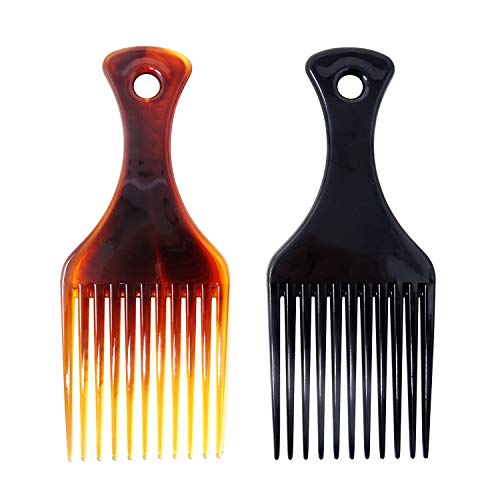 Honbay Plastic Hair Pick Combs 2PCS for Curly and Afro Hair Styling