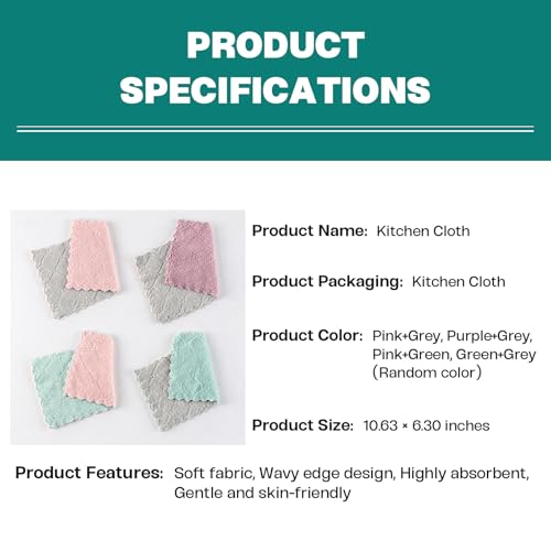 Mirtan 2 Pack Kitchen Dish Cloths - Highly Absorbent & Dual-Sided