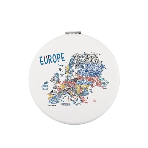 Europe Map Travel Compact Makeup Mirror Double-Sided Pocket Mirror