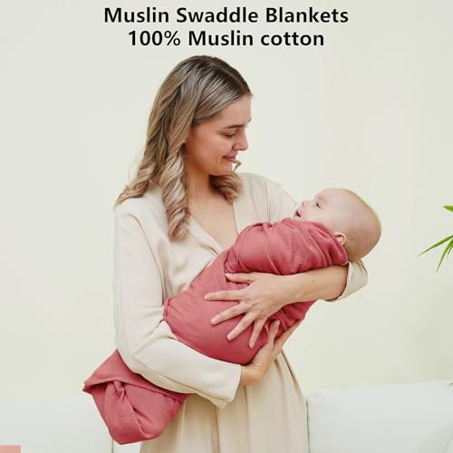2-Pack Muslin Swaddle Blankets - 100% Cotton Breathable Wrap (Retro, 41x37")