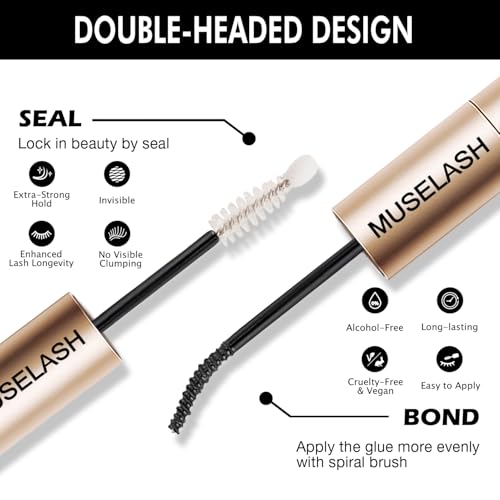 MUSELASH Lash Bond and Seal - Waterproof Cluster Eyelash Glue Duo