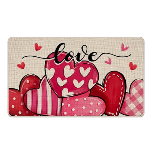 Valentine's Day Love Heart Decorative Door Mat 1'5" x 2'5" - Pink