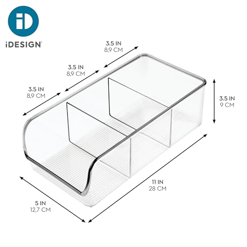 iDesign Linus Stackable 3-Section Divided Storage Bin, Clear (Set of 4)