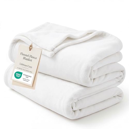 Bedsure GentleSoft Kids Fleece Throw Blanket, 43x55 Inches, White