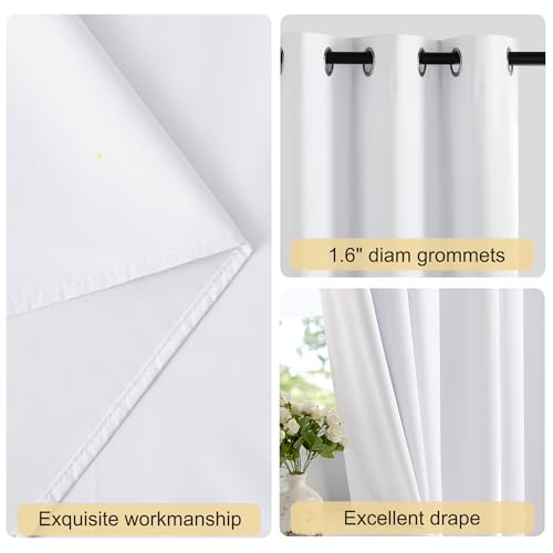 NICETOWN 100% Blackout Curtain, Snow White, 55x86 inches, Grommet Top