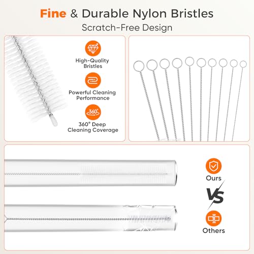 10-Pack Straw Cleaner Brush Set - 8.7-Inch for Metal Straws & Sippy Cups
